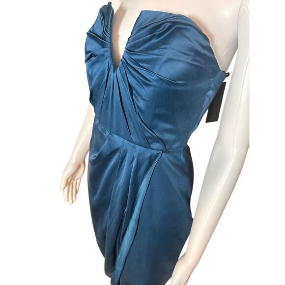 NWT Yumi Kim Bombshell Silk Strapless Maxi Dress Blue Tulip Hem Sweetheart Sz XS - Picture 6 of 16